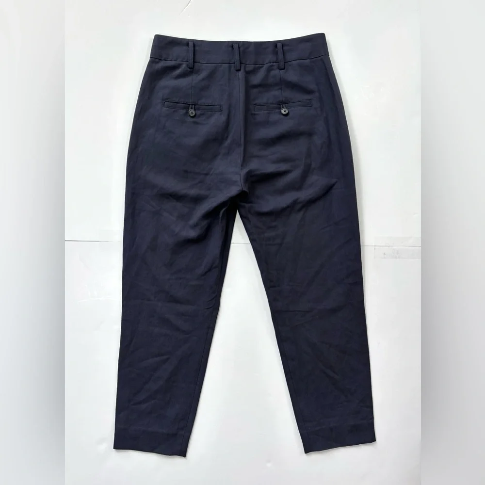 VINCE Navy Linen Cropped Tapered‎ Ankle Business Casual Pants Size 4